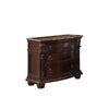 Benzara European Style Nightstand with 3 Drawers and Marble Top, Dark Cherry Brown