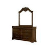 Benzara Wooden Frame Dresser Mirror with Carved Top, Dark Cherry Brown