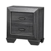 Benzara 2 Drawer Wooden Nightstand with Raised Border and Cup Pulls, Dark Gray