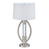 Benzara Circular Shade Table Lamp with 1 Water Dance Lights and Round Base, Silver