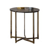 Benzara Modern Style Round End Table with Intricate Bottom Details, Black and Gold