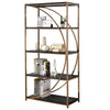 Benzara Modern Style Half Circle Framed Bookcase with 4 Shelves, Gold and Black