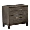 Benzara 2 Drawer Wooden Frame Nightstand with Straight Legs, Gray and Brown