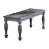 Benzara Rectangular Grained Wooden Bench with Square Baluster Legs, Gray