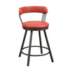 Benzara Leatherette Counter Height Chair with Metal Slanted Legs, Set of 2, Red