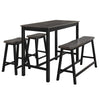 Benzara 4 Piece Wooden Counter Height Dining Set with Trestle Base, Black and Gray