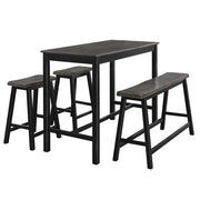 Benzara 4 Piece Wooden Counter Height Dining Set with Trestle Base, Black and Gray