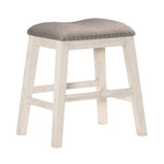 Benzara Fabric Padded Counter Height Stool with Nailhead Trim, Set of 2, White