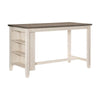 Benzara Wooden Counter Height Table with 3 Shelves, Antique White and Gray