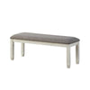 Benzara Fabric Upholstered Padded Bench with Tapered Feet, Antique White and Gray