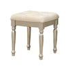 Benzara Wooden Vanity Stool with Leatherette Button Tufted Seat, Champagne Gold