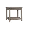 Benzara Wooden End Table with Open Bottom Shelf and Corner Metal Brackets,Gray