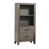 Benzara Wooden Tower Nightstand with 2 Drawers and 2 Open Compartments, Gray