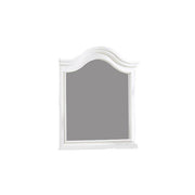 Benzara Transitional Style Wooden Frame Mirror with Molded Camelback Top, White