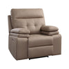 Benzara Leatherette Power Reclining Chair with Double Pillow Top armrests, Brown