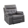 Benzara Leatherette Motion Reclining Chair with Double Pillow Top armrests, Gray