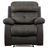 Benzara Dual Tone Leatherette Chair with Power Reclining Mechanism, Gray and Brown