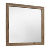 Benzara Square Wooden Frame Mirror with Rough Hewn Saw Texture, Brown and Silver