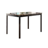 Benzara Faux Marble Top Dining Table with Metal Straight Legs, Brown and Black