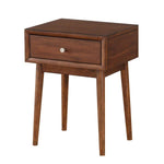 Benzara 1 Drawer Wooden End Table with Splayed Legs, Walnut Brown
