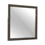 Benzara Square Wooden Frame Mirror with Mounting Hardware, Dark Gray and Silver