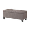 Benzara Fabric Button Tufted Lift Top Storage Bench with Nailhead Trim, Brown