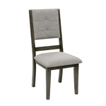 Benzara Open Design Back Fabric Side Chair with Wooden Legs, Set of 2, Gray