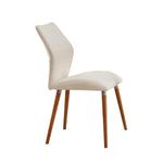 Benzara Faux Leather Contour Style Side Chair with Wooden Splayed Legs, Set of 2, White