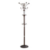 Benzara BM220221 Metal Pole Coat Rack with Round Base and Multiple Hooks, Espresso Brown