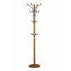 Benzara BM220223 Metal Pole Coat Rack with Round Base and Multiple Hooks, Oak Brown
