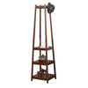 Benzara BM220225 Wooden Frame Hall Stand with 8 Dual Hooks and 3 Shelves, Cherry Brown