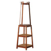 Benzara BM220227 Wooden Swivel Hall Stand with Mirror and Multiple Hooks, Cherry Brown