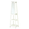 Benzara BM220228 Wooden Frame Swivel Hall Stand with Mirror and Multiple Hooks, White