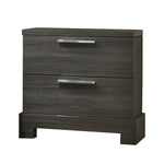 Benzara BM220326 2 Drawer Wooden Nightstand with Bar Pulls and Panel Support, Gray