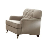Benzara BM220363 Fabric Upholstered Chair with Button Tufted Back and Saddle Arms, Beige