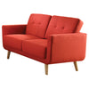 Benzara BM220370 Fabric Upholstered Loveseat with Tufted Back and Track Arms, Red