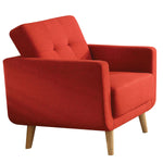 Benzara BM220371 Fabric Upholstered Chair with Tufted Back and Track Arms, Red
