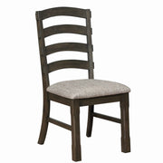 Benzara BM220545 Ladder Arched Back Side Chair with Wooden Legs, Set of 2, Brown and Gray