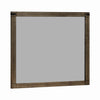 Benzara BM220546 Wooden Frame Dresser Top Mirror with Metal Brackets, Brown and Silver