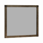 Benzara BM220546 Wooden Frame Dresser Top Mirror with Metal Brackets, Brown and Silver