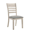 Benzara BM220547 Cottage Ladder Back Side Chair with Wooden Legs, Set of 2, Antique White