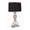 Benzara BM220549 Pleated Rectangular Table Lamp with Metal Base, Set of 2, Blue and Silver