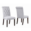 Benzara BM220555 Button Tufted Back Side Chair with Wooden Legs, Set of 2, Gray and Brown