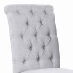 Benzara BM220555 Button Tufted Back Side Chair with Wooden Legs, Set of 2, Gray and Brown