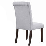 Benzara BM220555 Button Tufted Back Side Chair with Wooden Legs, Set of 2, Gray and Brown
