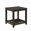 Benzara BM220559 Wooden End Table with Alternate Slatted Bottom Shelf, Dark Gray