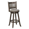 Benzara BM220561 Curved Swivel Bar Stool with Leatherette Seating, Set of 2, Gray and Brown