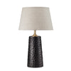 Benzara BM220573 Tapered Drum Shade Table Lamp with Honeycomb Design, Black and Light Gray