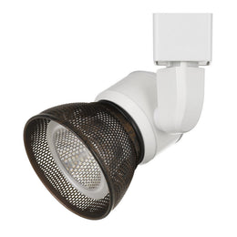 Benzara BM220637 10W Integrated Led Metal Track Fixture with Mesh Head, White and Bronze