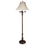 Benzara Metal Floor Lamp with 6 Way Switch and Fabric Shade, Off white and Bronze